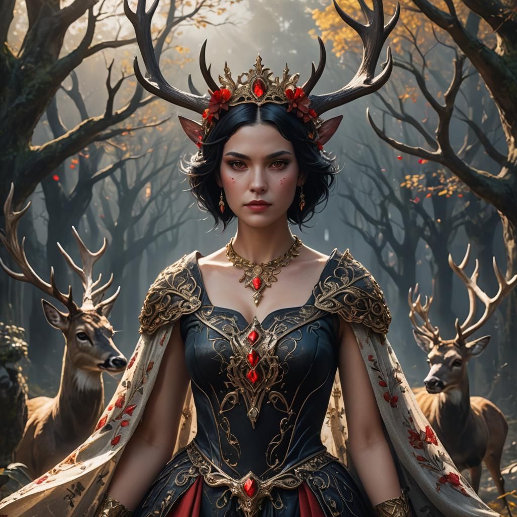 Woman with Horns in Fantasy Matte Painting