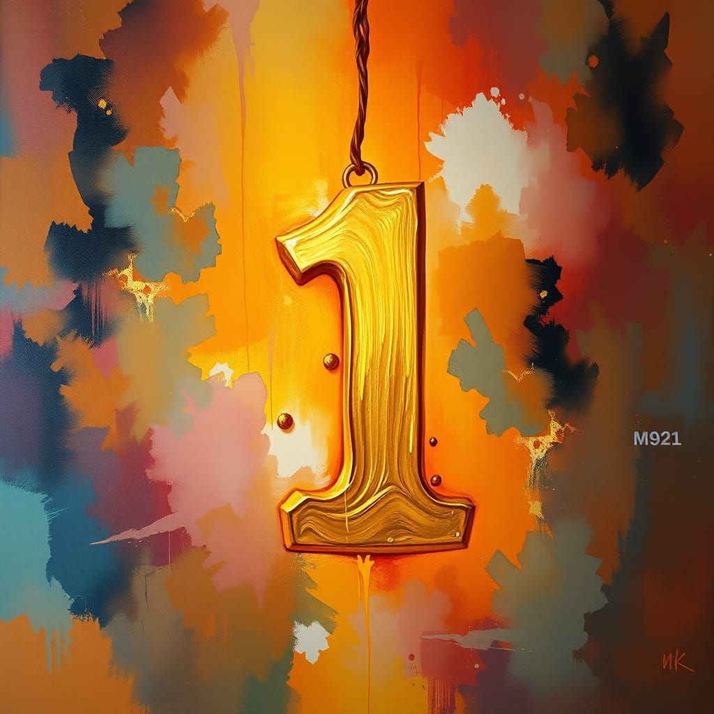Luxurious Golden Numeral in Impressive Gouache