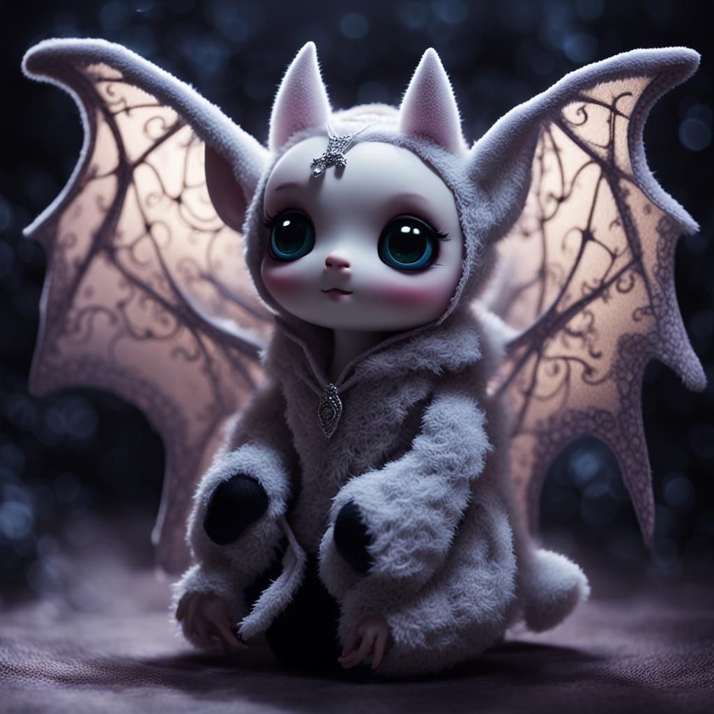 Charming Furry Creature with Bat Wings