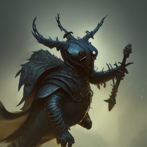 Hyperdetailed Beetle Knight in Dark Fantasy Style