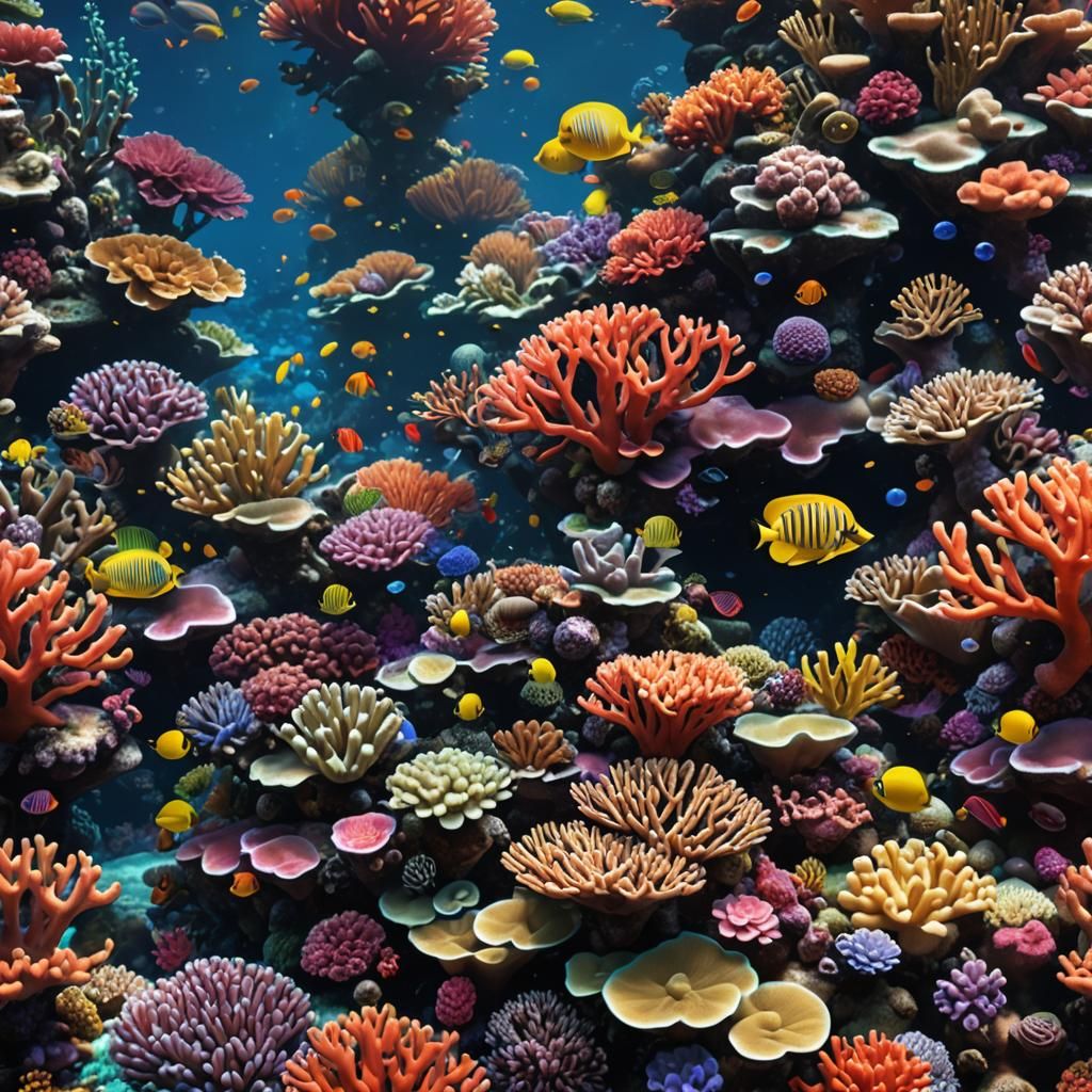 Vivid Coral Reef Ecosystem in Photorealistic Style
