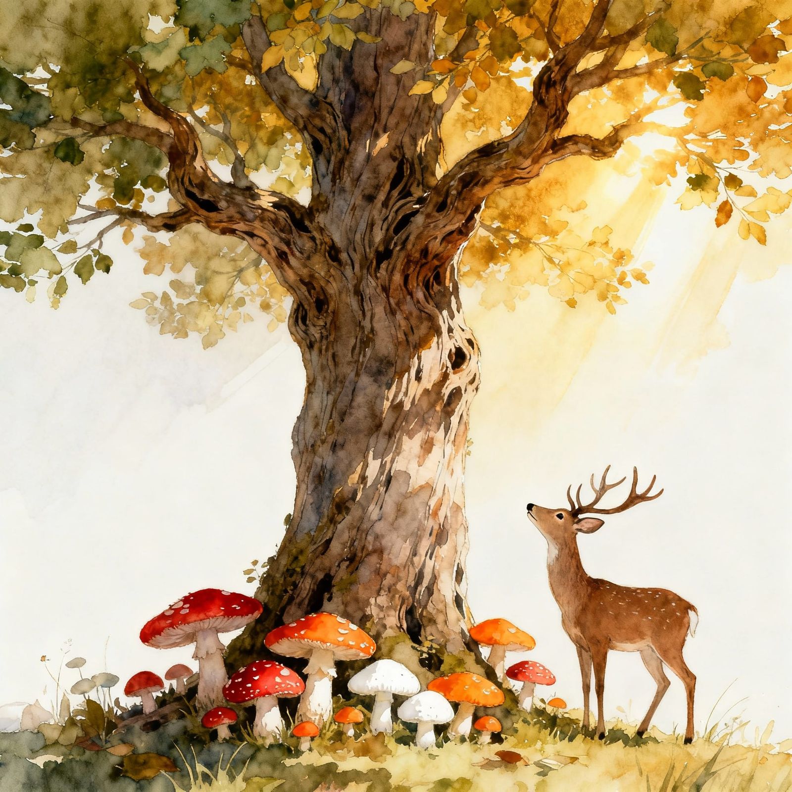 Enchanted Forest Book with Deer and Mushrooms