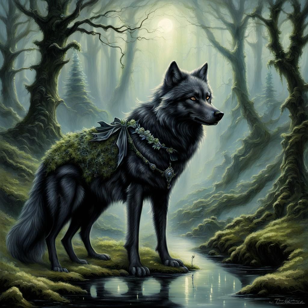 Regal Wolf Princess in Ethereal Fantasy Style