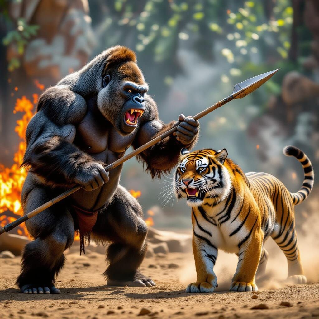 Fierce Gorilla Buffalo Centaur Ready for Battle