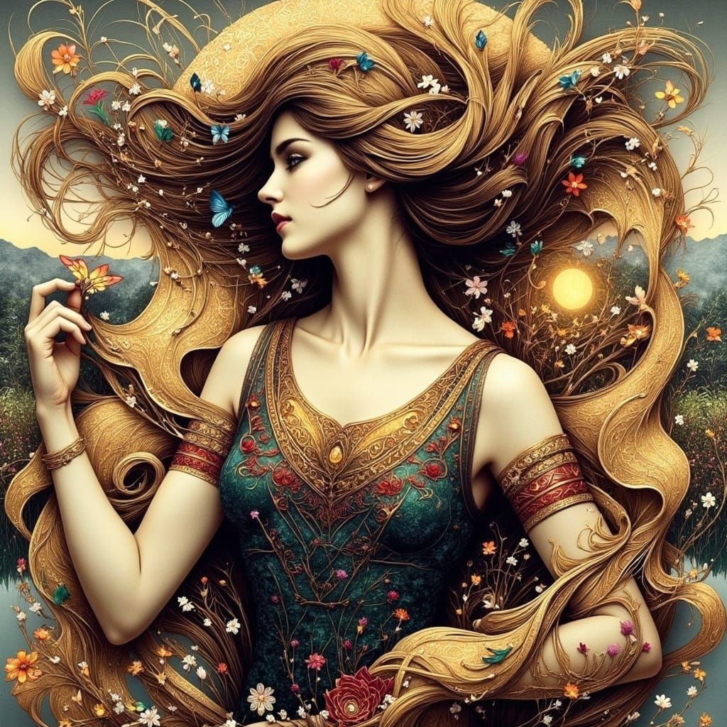 Ethereal Irish Myth Woman in Impressionistic Style