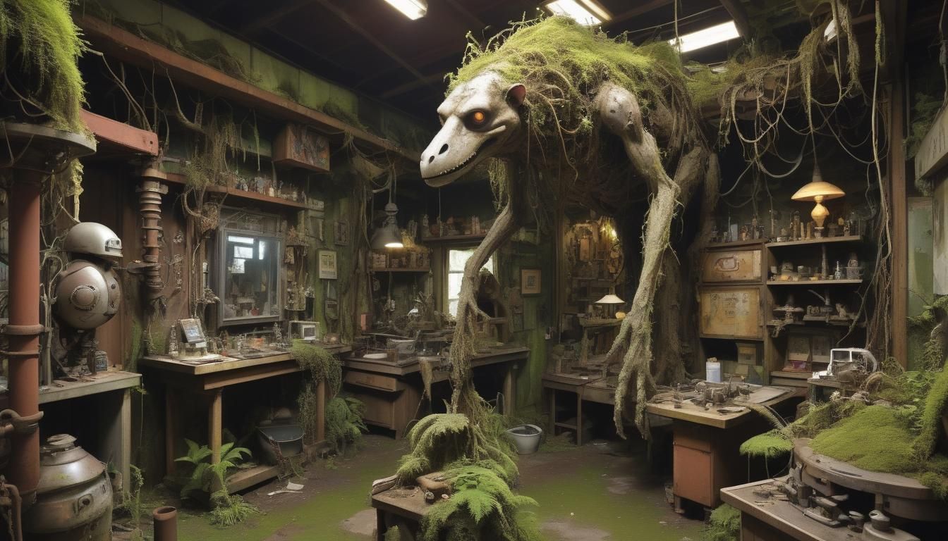 Cryptid Museum in Jungle, Moebius Comic Style