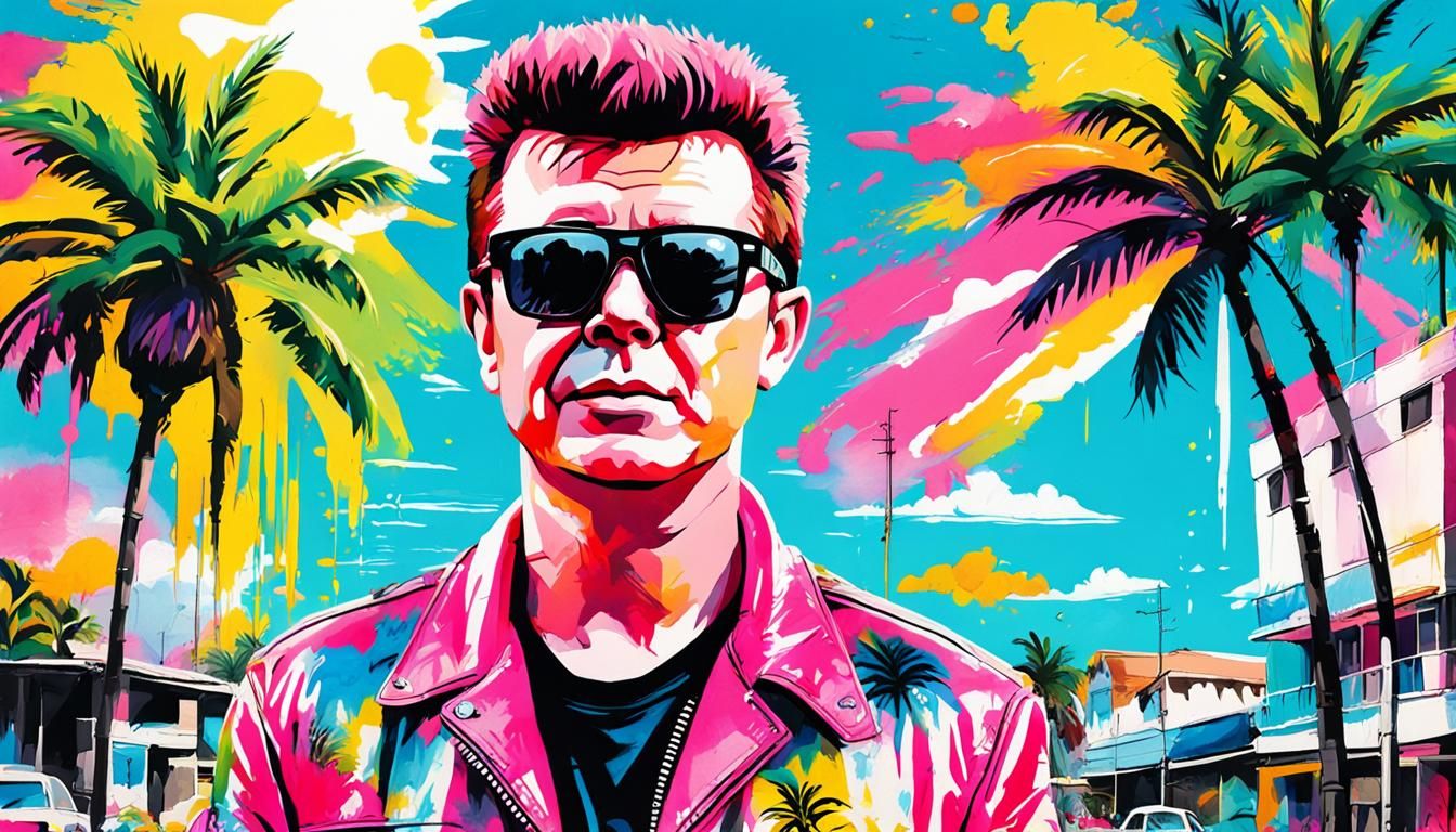 Pop Art Portrait of Singer in Kingston, Jamaica