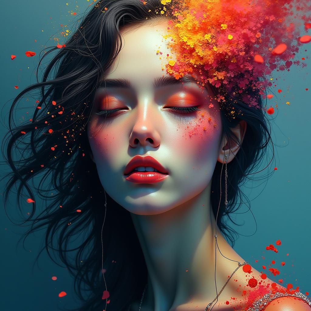 Abstract Expressionist Portrait of Inner Calm