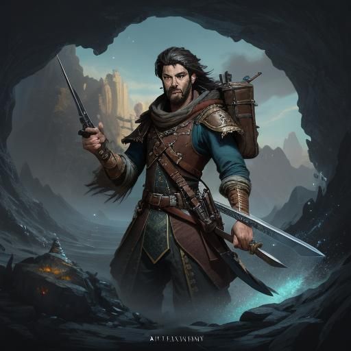 Adventurer with Sword and Pistol in Detailed Matte Painting