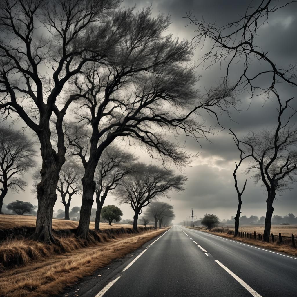 Hyperrealistic Wind at the End of the Road