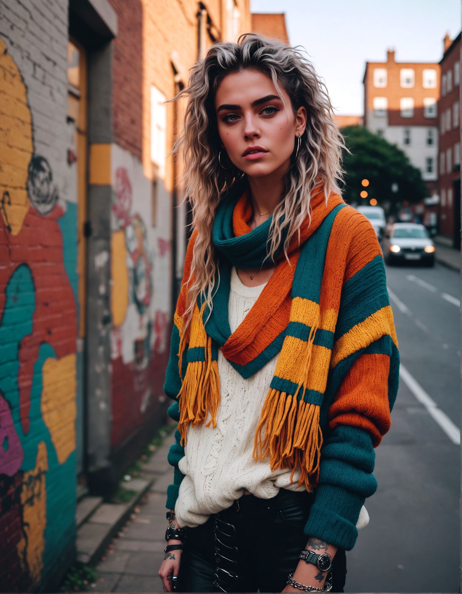 Indie Fashion with Oversized Knitwear and Denim