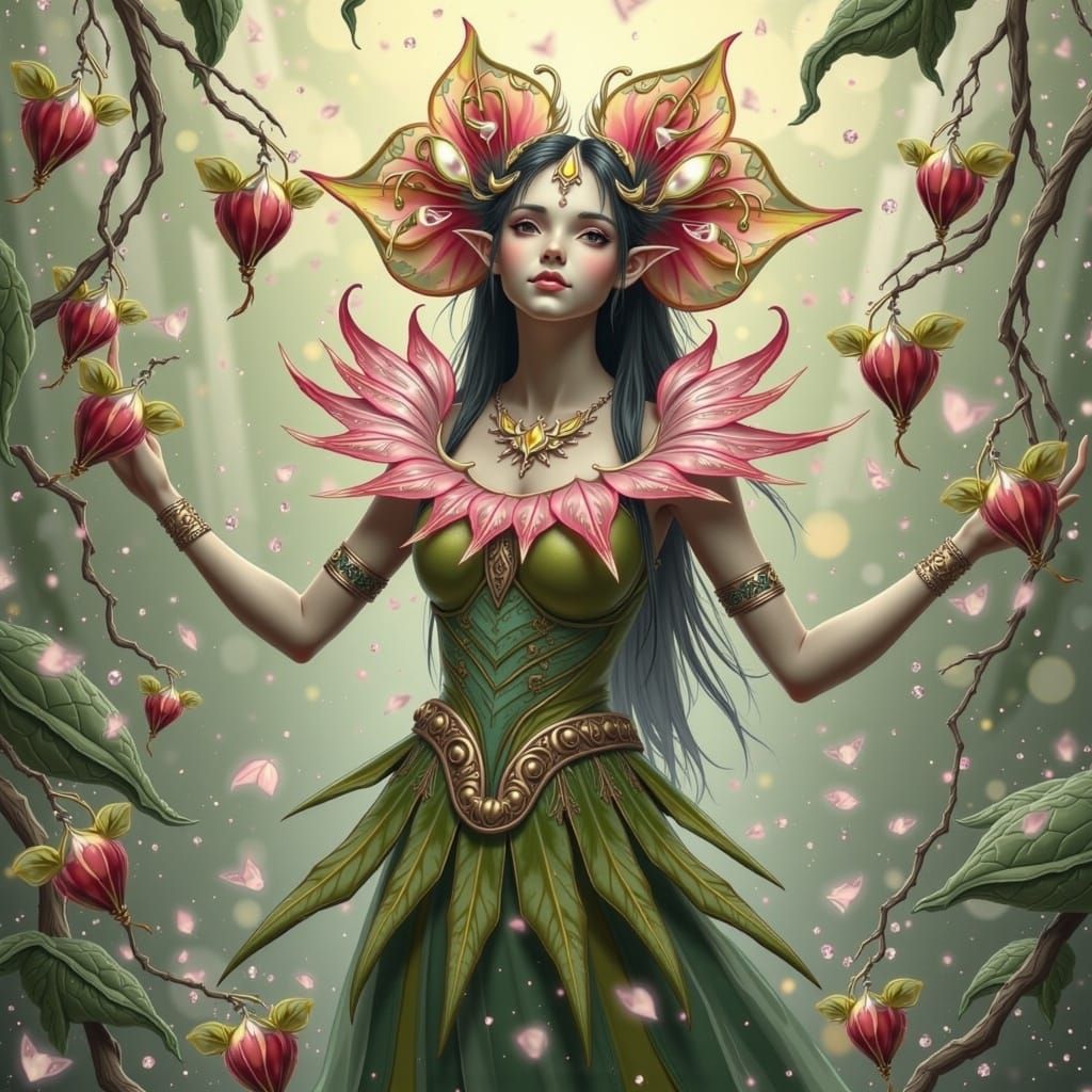 Bleeding Heart Fairy in Botanical Elegance Style