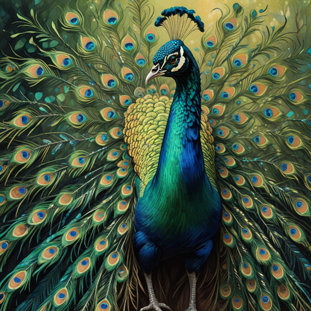 Emerald Peacock Unfurls its Majestic, Jewel-Toned Tail in Vi...