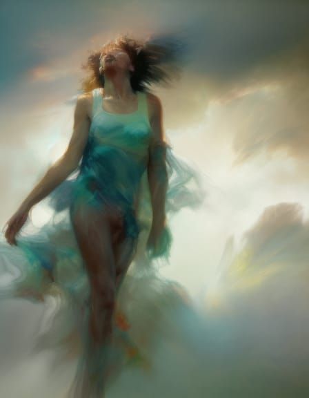 Woman in Clouds: Acrylic Double Exposure Art