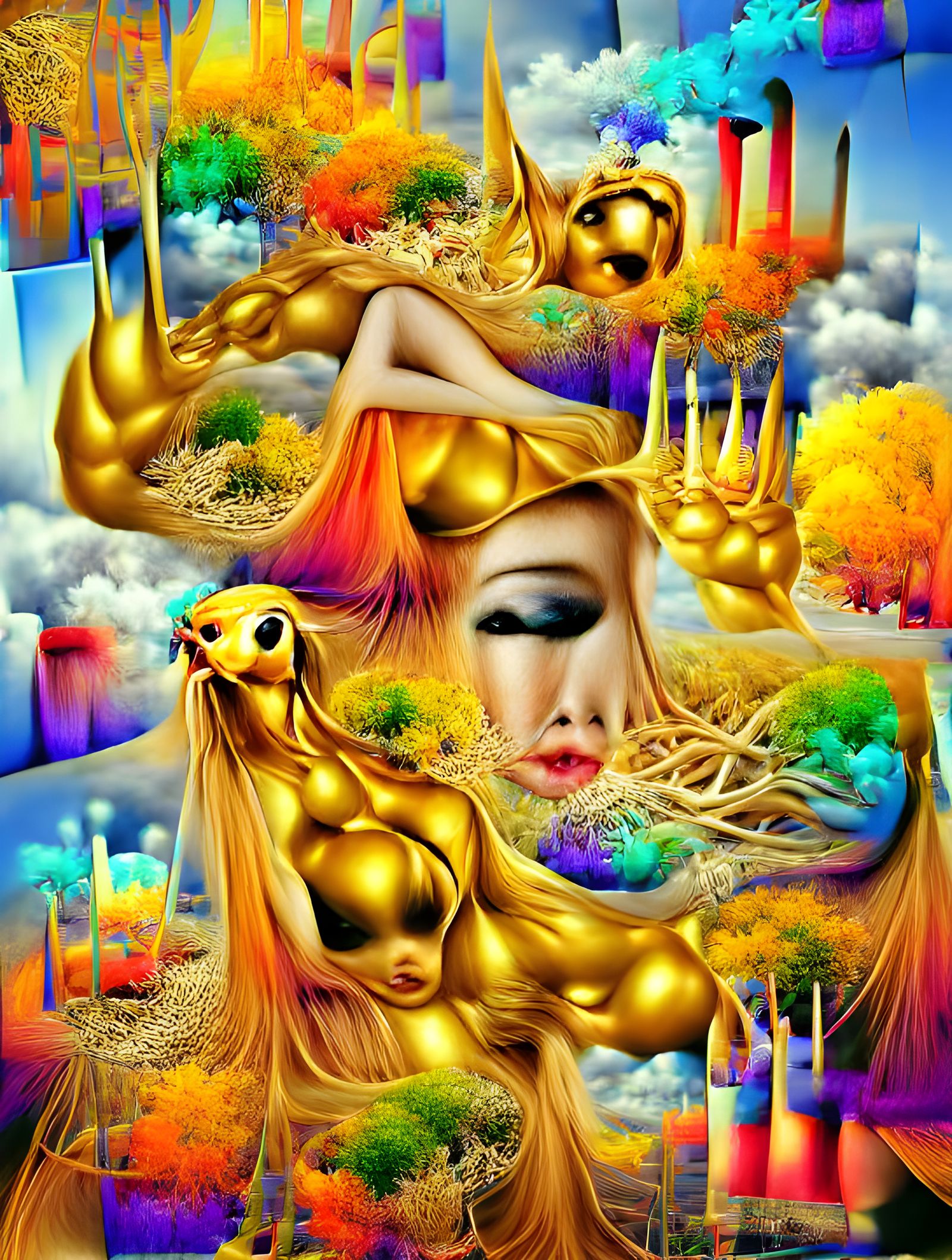 Goddess of Creation in Cosmic Digital Art
