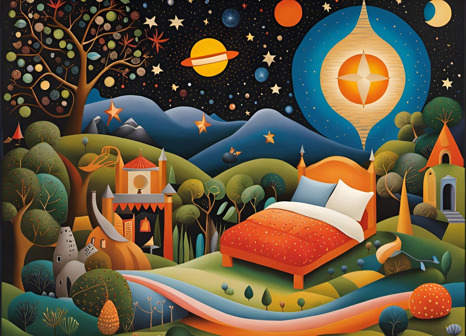 Cute Ghost Haunts Room in Tessellated Fractal Cloisonné