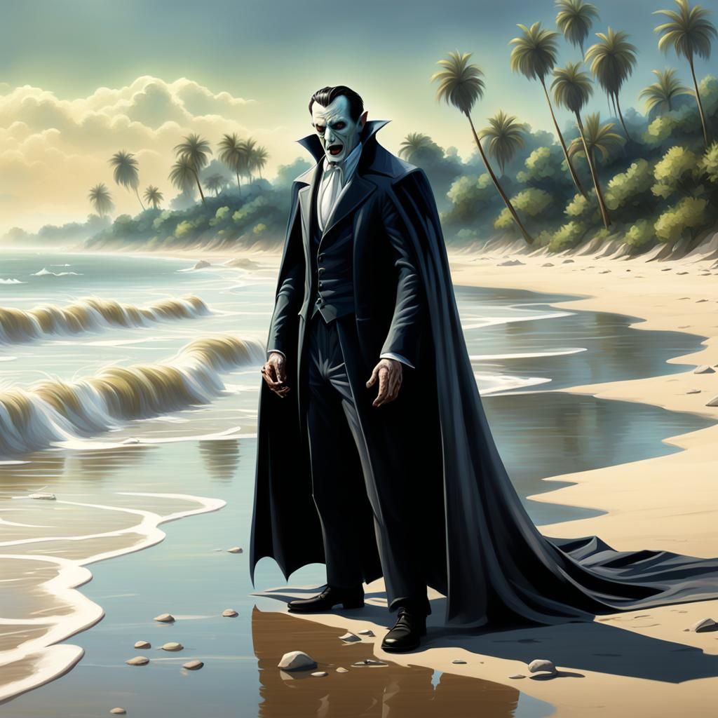 Vampires' Beach Getaway in Digital Action Painting