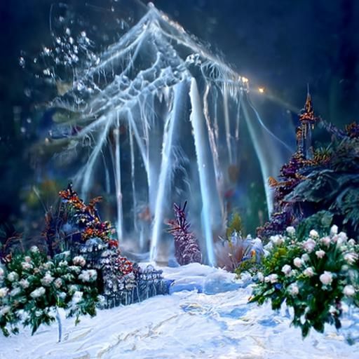 Ethereal Snow Lace and Ice Waterfall Fantasy