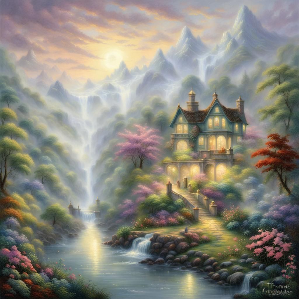 Ethereal Fantasy Landscape in Mist