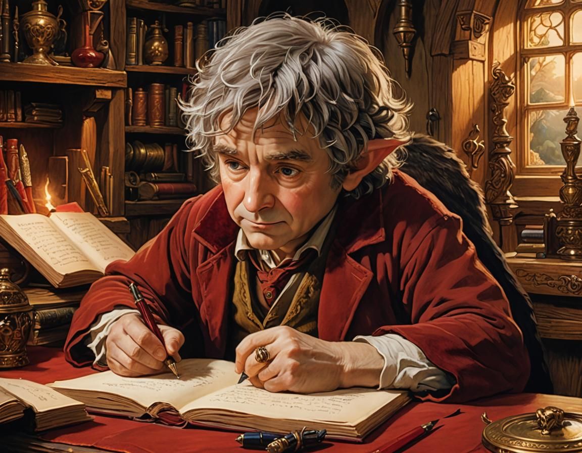 Bilbo Writing: A Whimsical Portrait