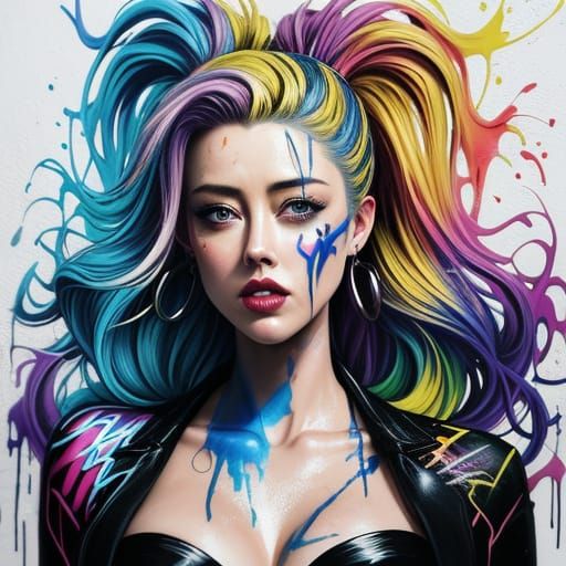 Vibrant Kiss Graffiti in High Contrast Colors