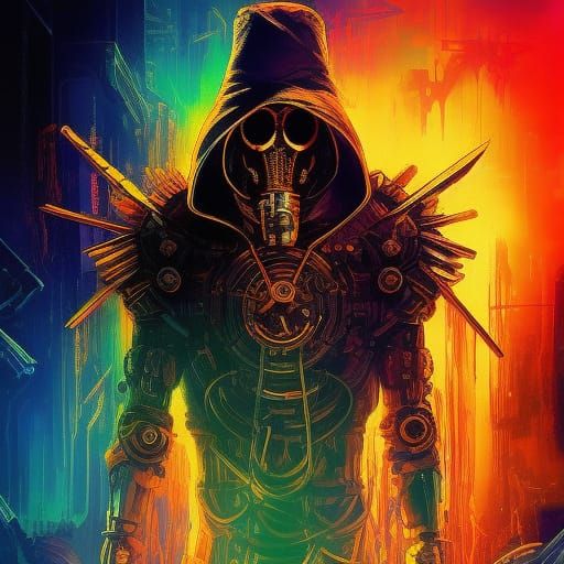 Cybernetic Plague Doctor in Dark Horror Concept Art