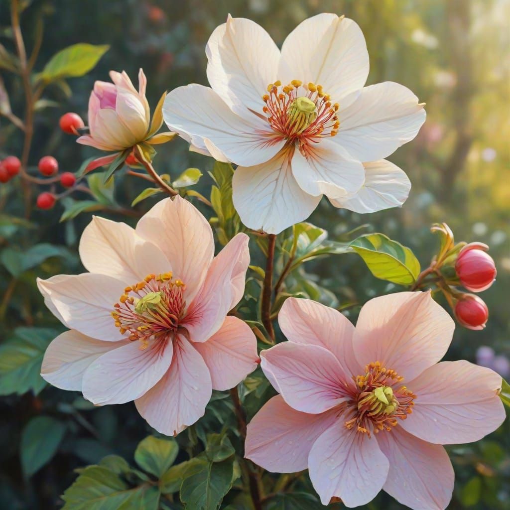 Vibrant Botanical Tapestry in Impressionist Style