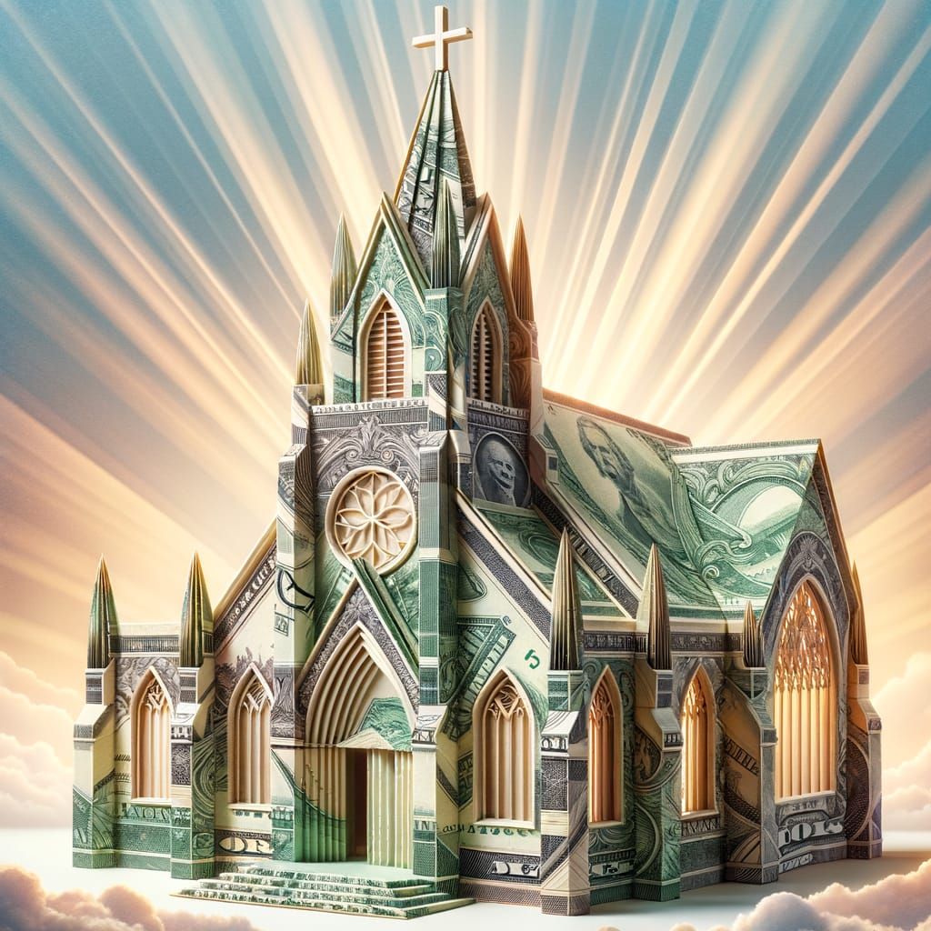 Grand Origami Church Crafted from Money Bills
