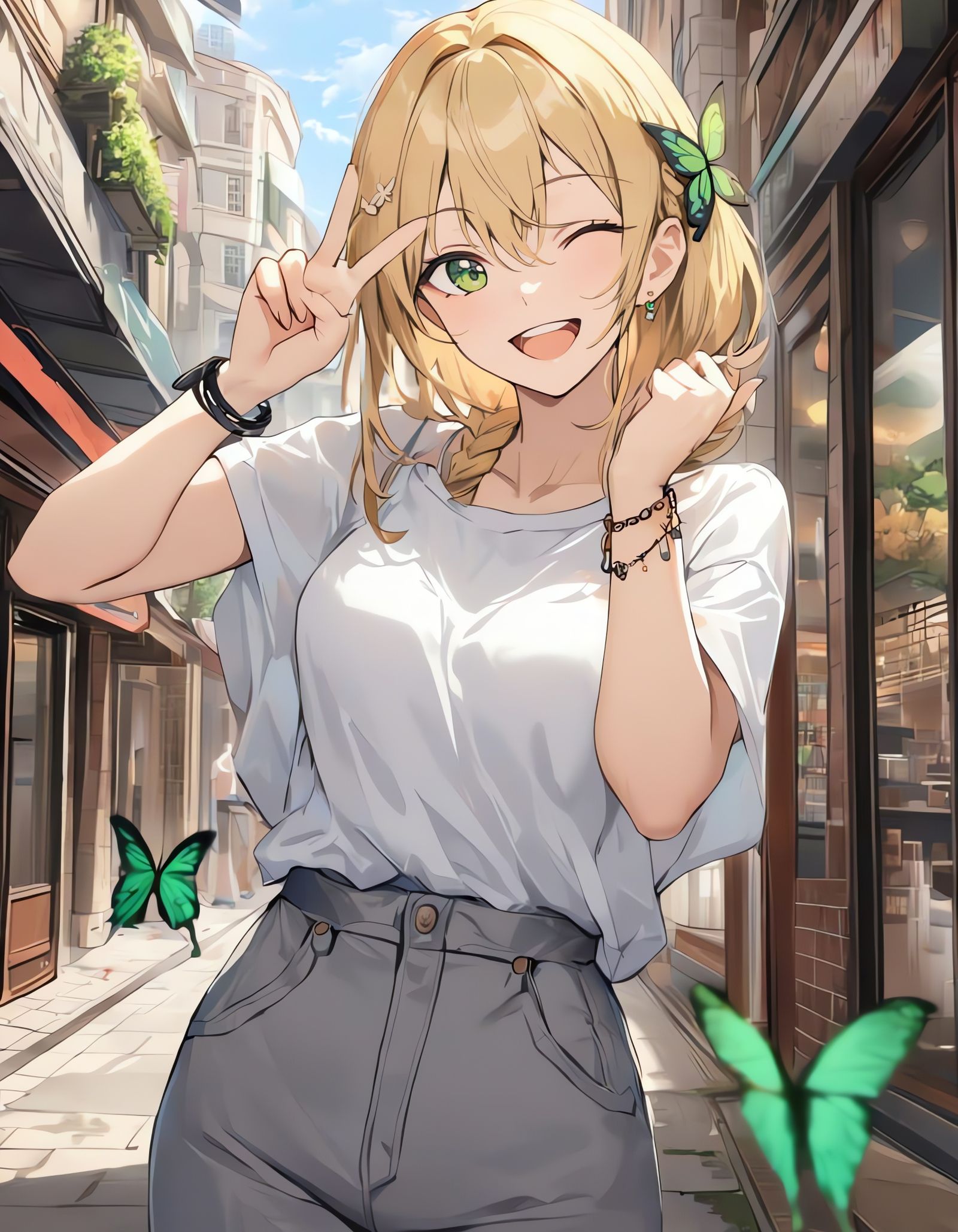 Happy Blonde Cowgirl Smiles at the Viewer