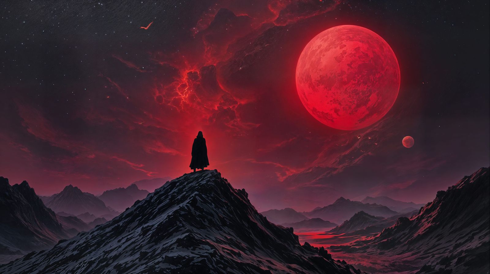 Mysterious Sentinel on a Crimson World's Edge