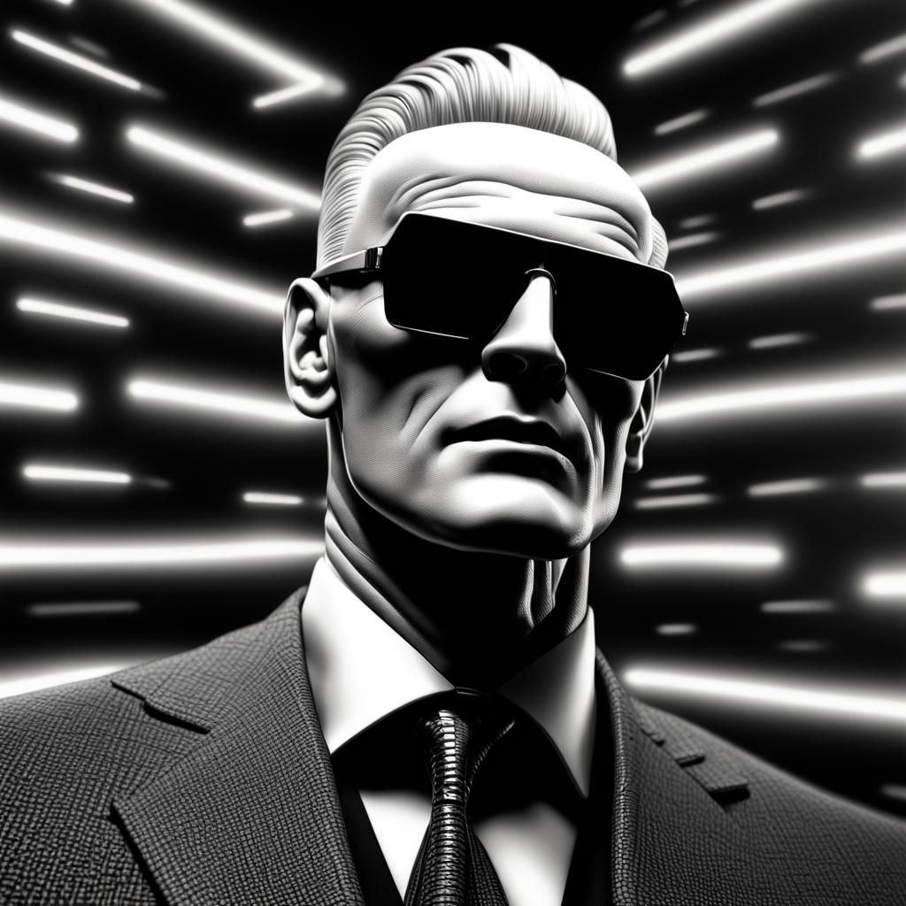 Hyperrealistic Max Headroom Portrait in High Definition