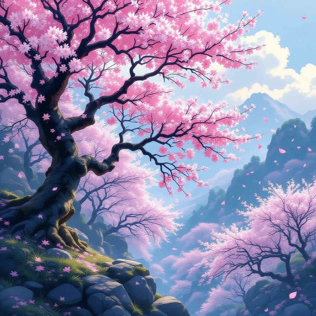 Epic Sakura Blooms Digital Matte Painting