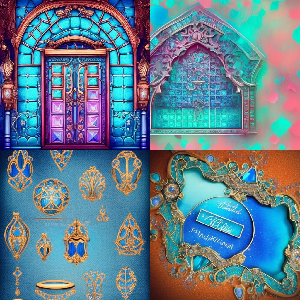 Jewelry Storefront with Blue Glass, Digital Art