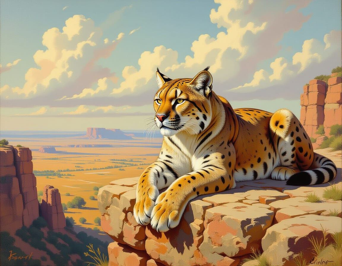 Saber-Toothed Cat in Baroque Oil Painting