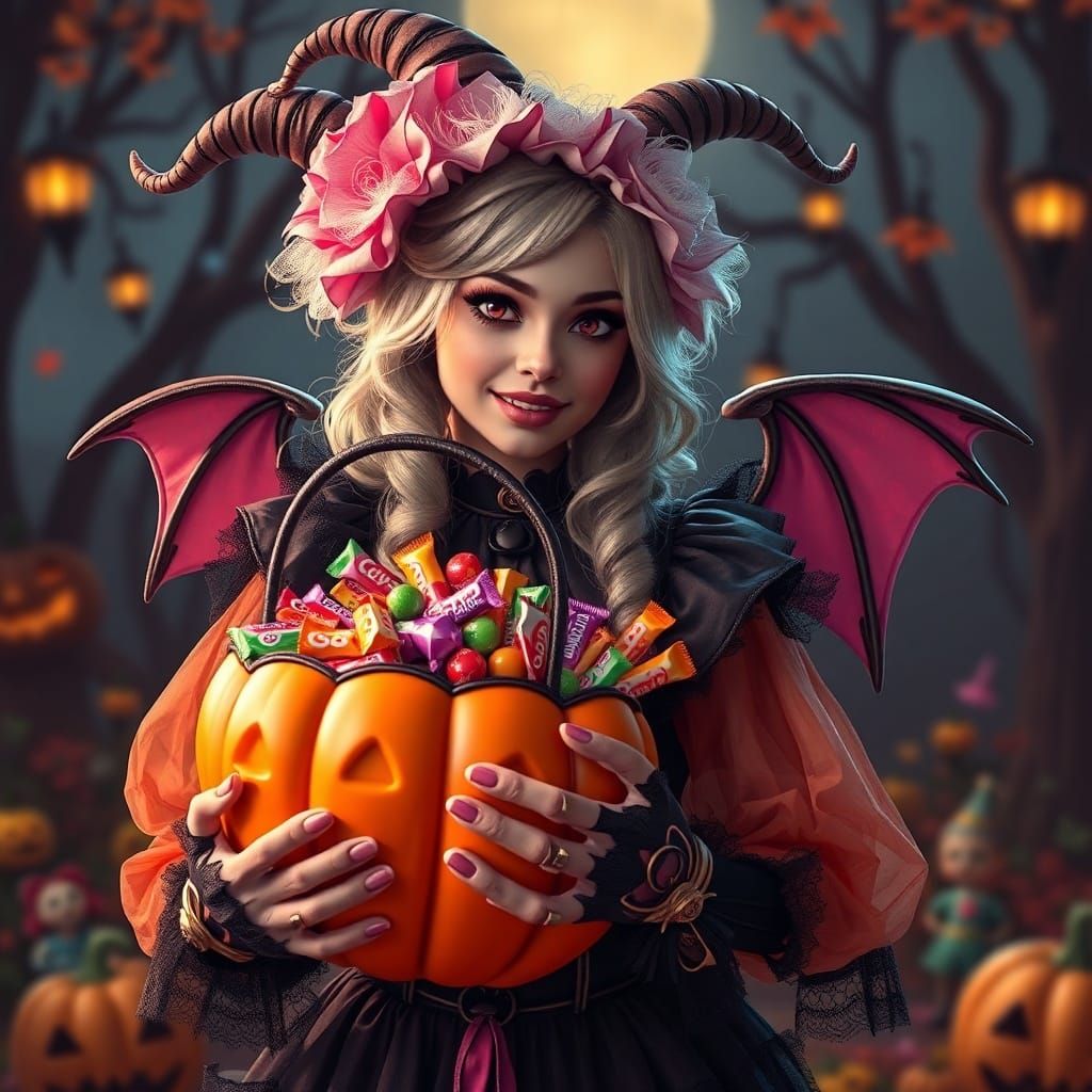 Whimsical Demon Woman with Candy Halloween Costume