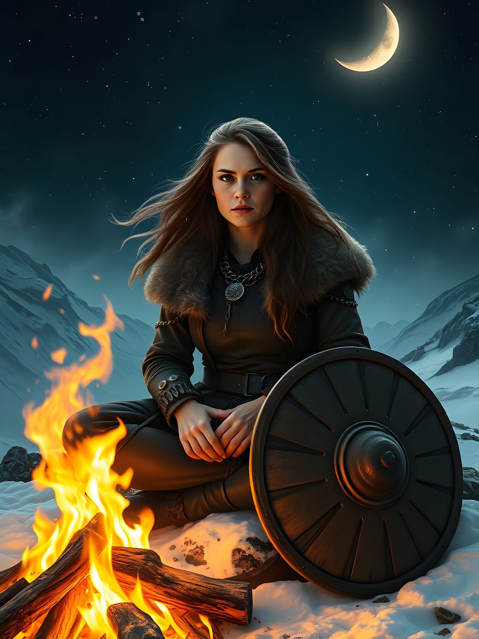Hlín, Norse Goddess of Protection, as Oil Painting