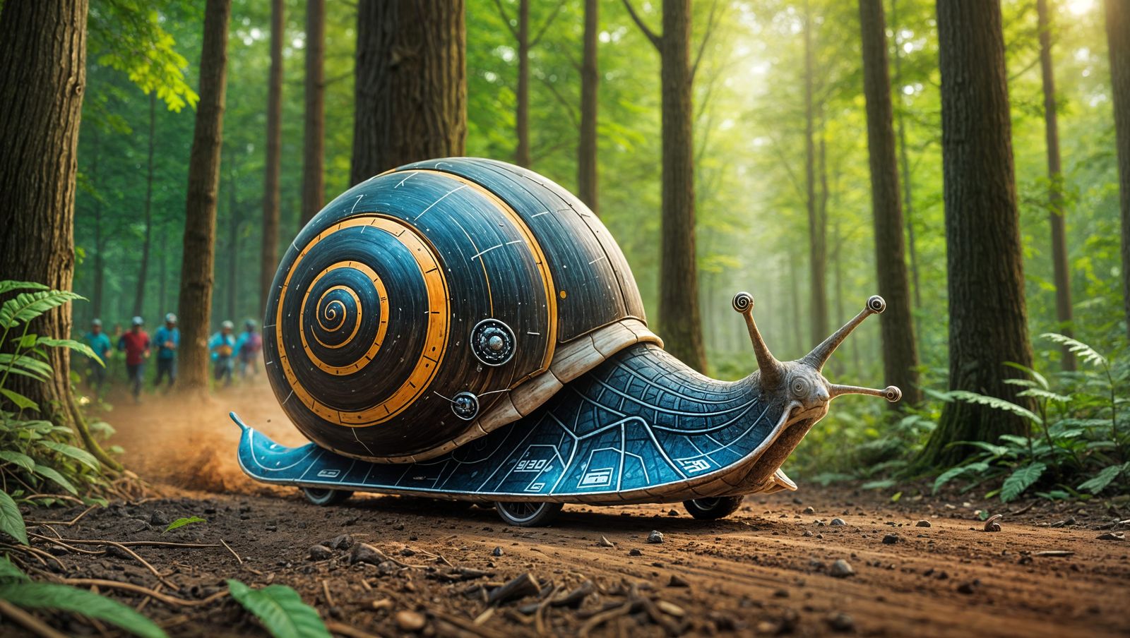 Futuristic Snail Races: A Humorous Digital Illustration