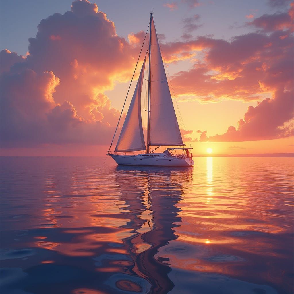 Sailboat Serenity in Vibrant Sunset