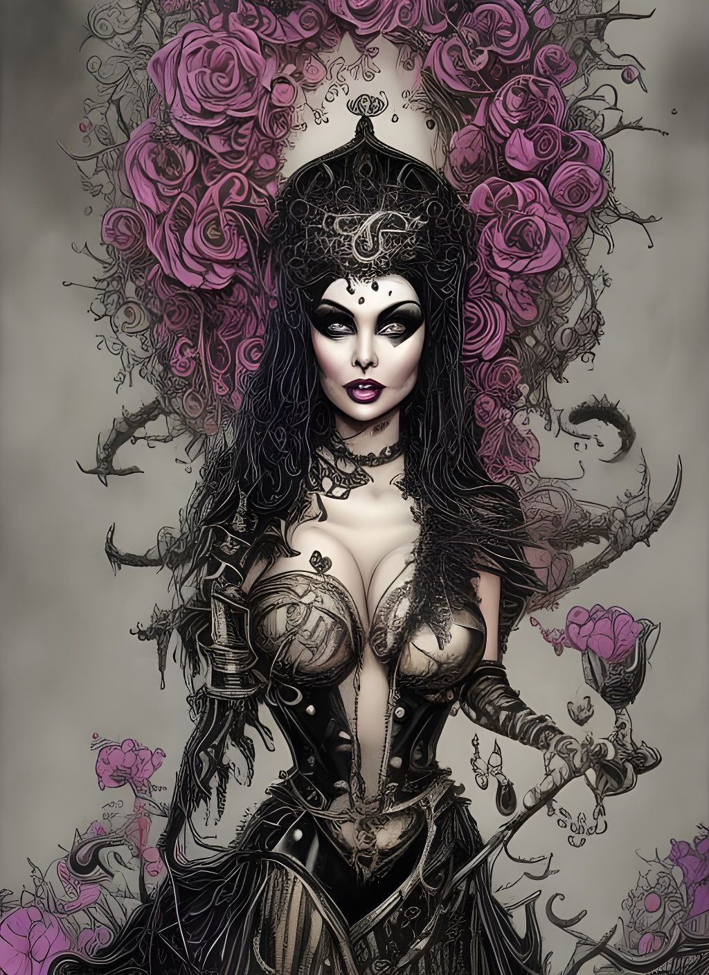 Elvira Queen of the Damned: Hyper-detailed Watercolor Art