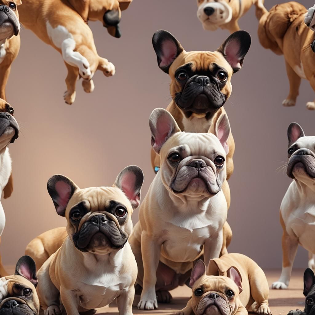 French Bulldogs in Love: 3D Pixar Animation