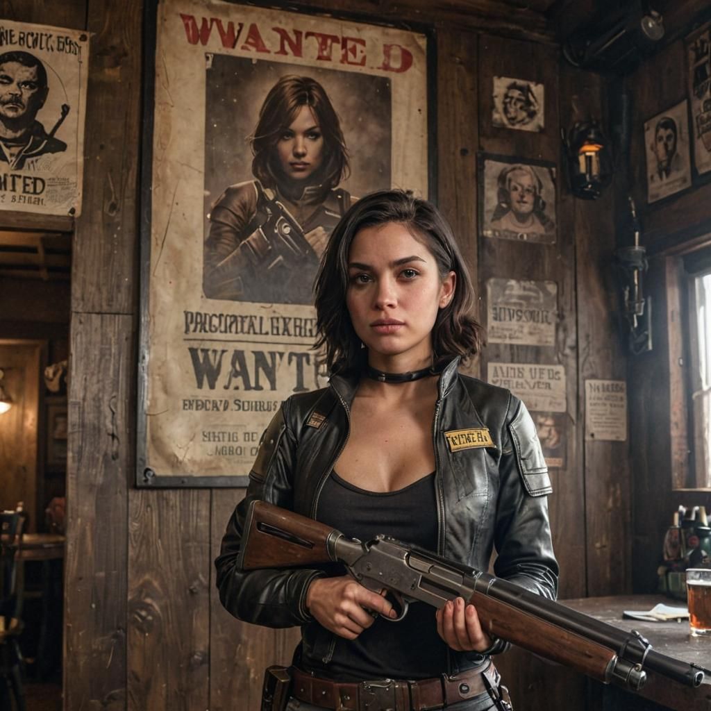 Space Bounty Hunter in Seedy Tavern