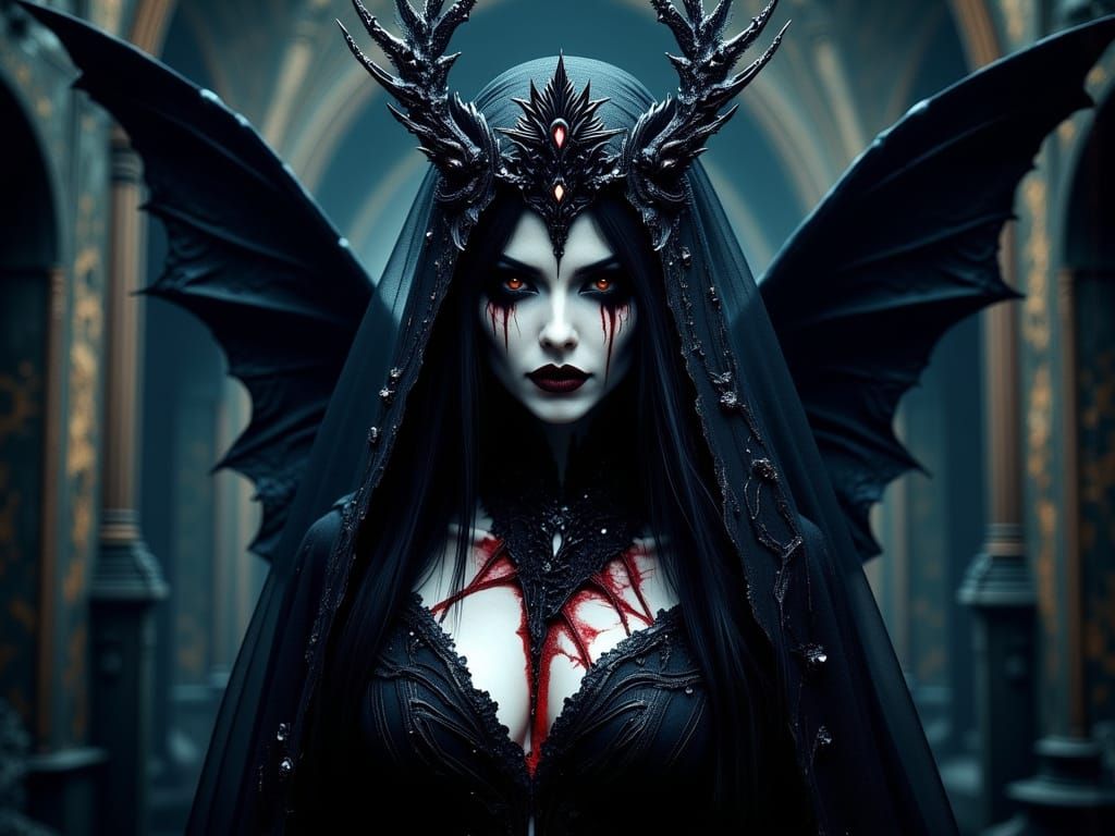 Dark Queen of the Night: Gothic Vampire Portrait