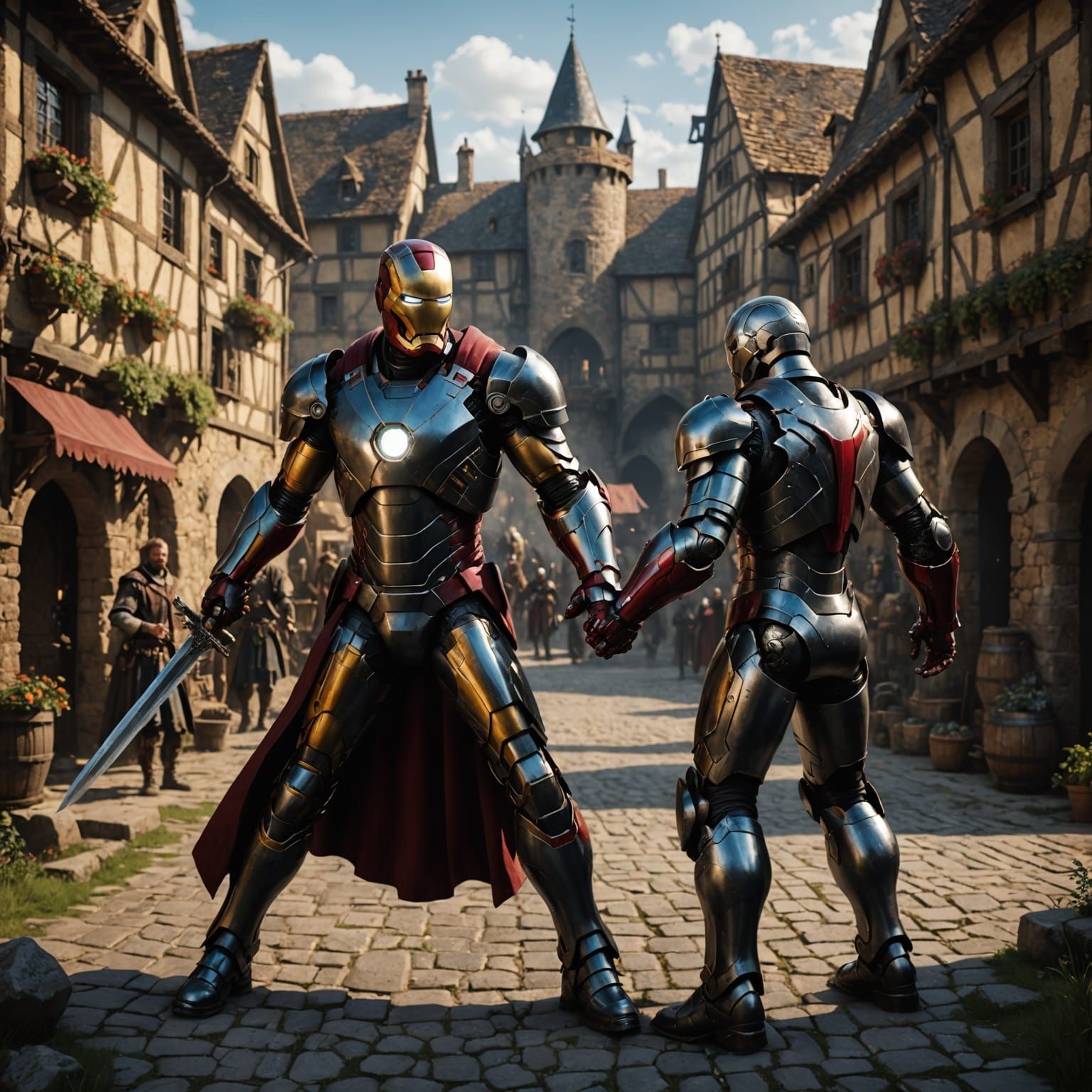 Iron Man Meets Medieval Black Knight in Vibrant Fantasy Batt...