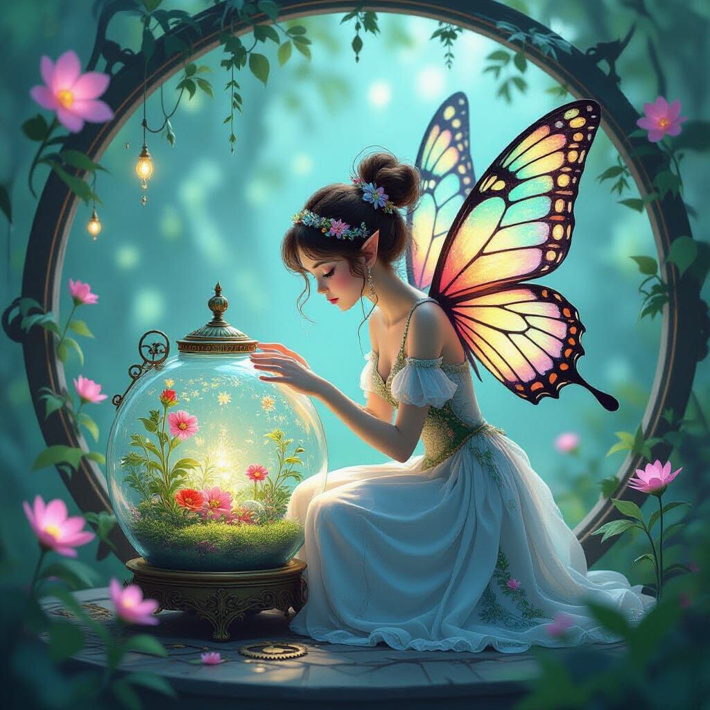 Shadowluminescent Fairy's Glass Garden in Fairypunk Style