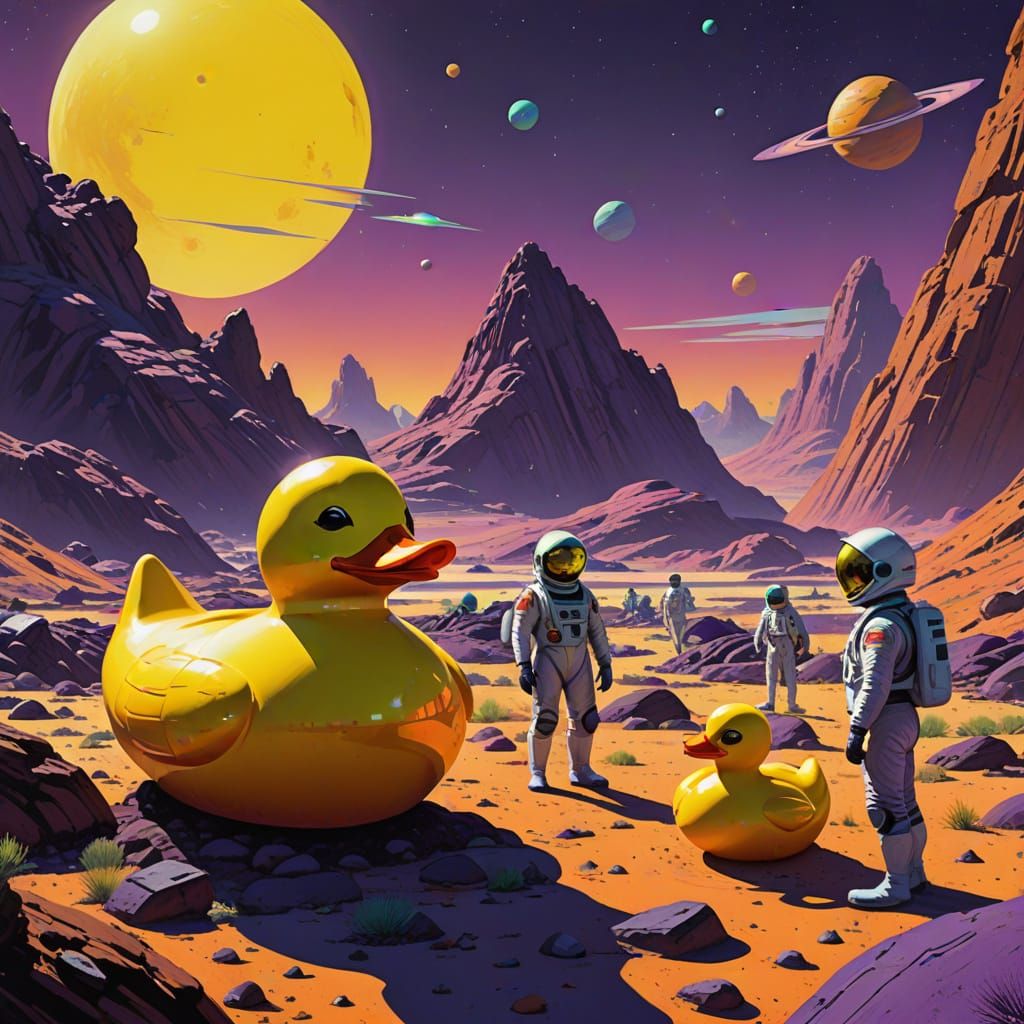 Astronauts and Aliens Study Giant Rubber Duck