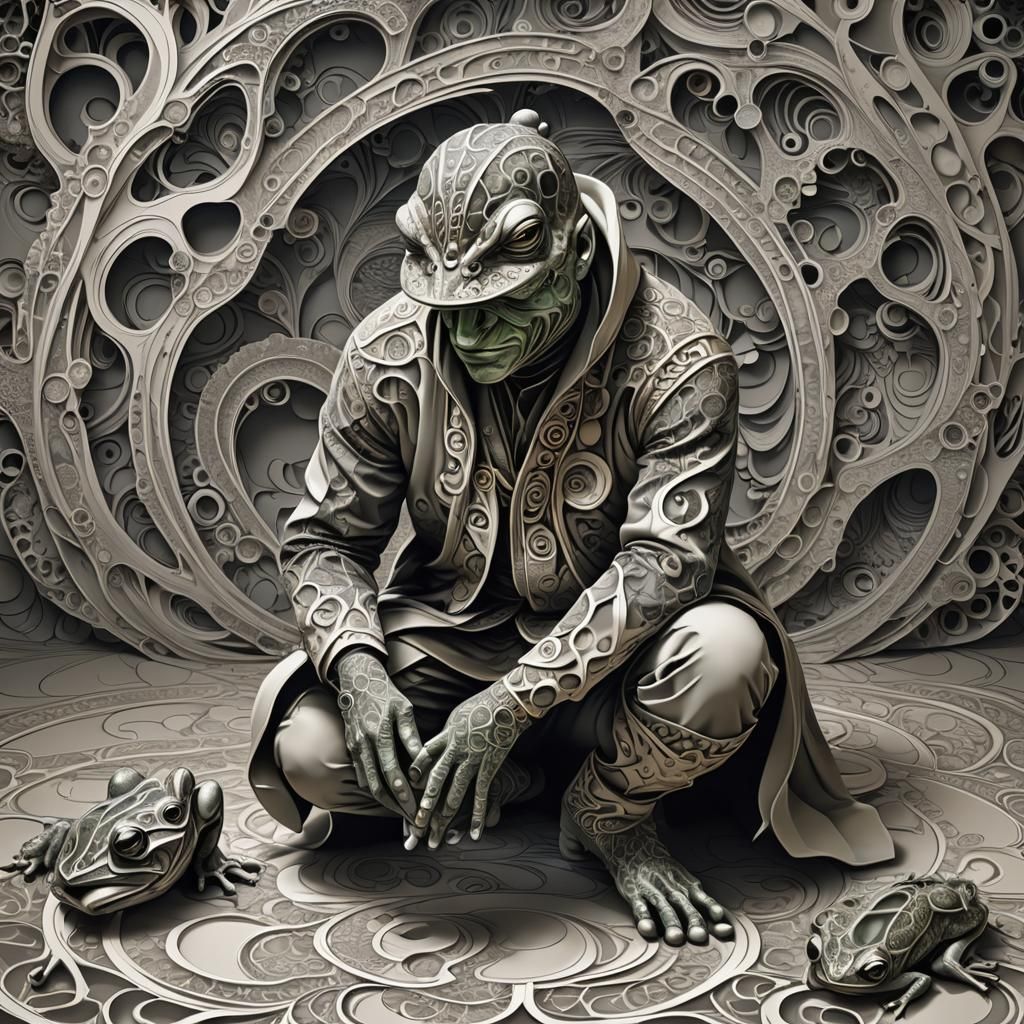 Man Vomiting with Frog in Ceremonial Clothing