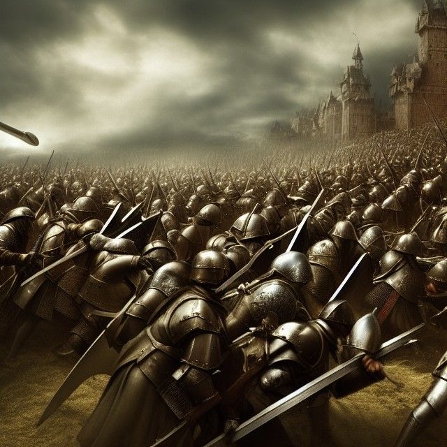 Epic Medieval Battle Scene: Detailed Digital Matte Painting