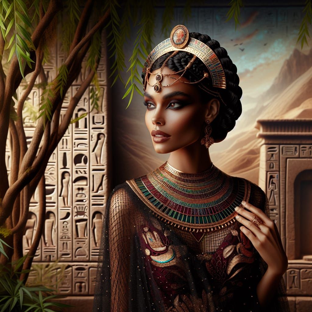 Ancient Egyptian Goddess of the Underworld in Vibrant Triadi...