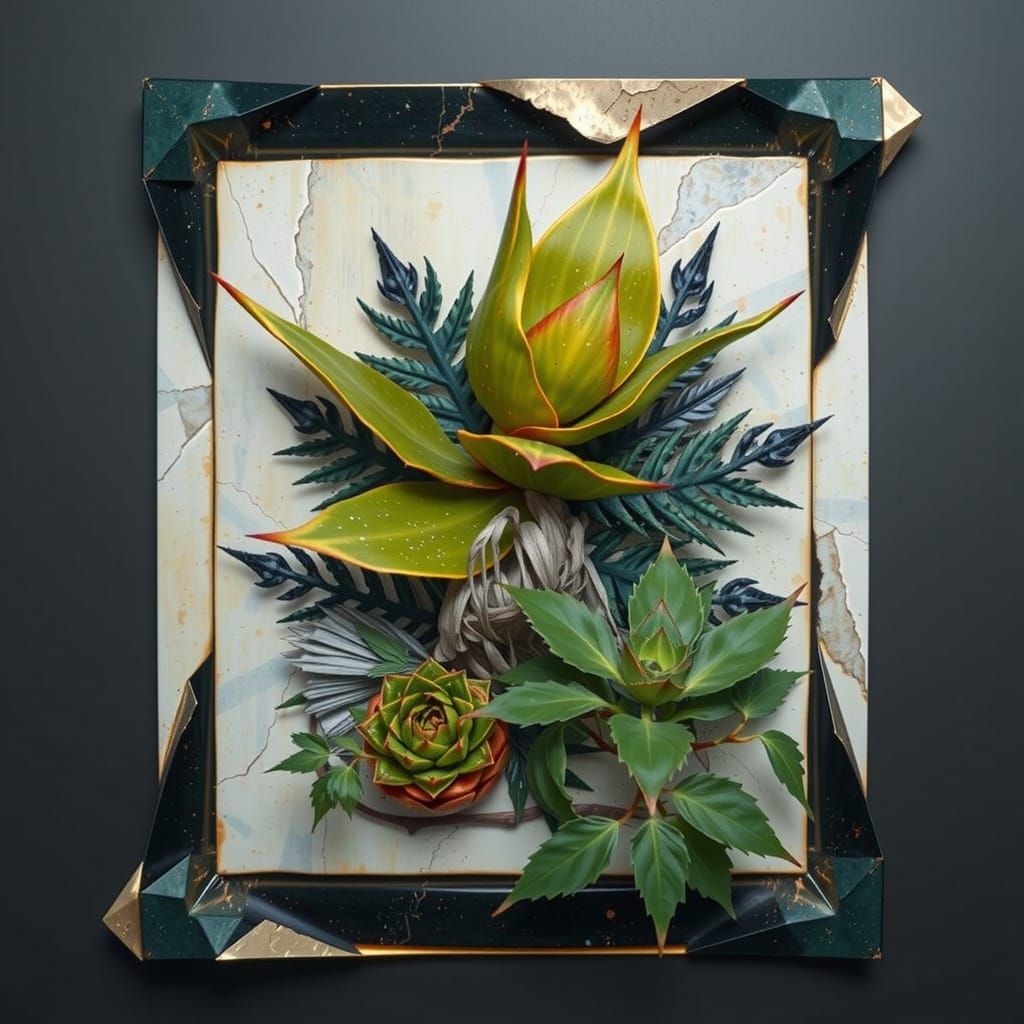 Colorful Angular Botanical Shapes in Photorealistic Style