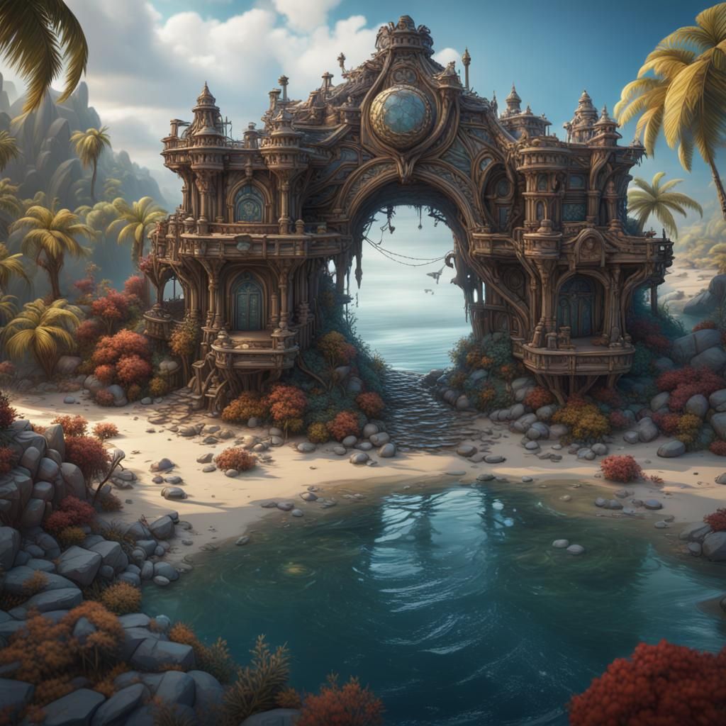 Stranded Treasure: Hyperdetailed Diamonds on Deserted Island